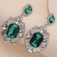 Fashion Oval Full Diamond Gemstone Rhinestone Alloy Earrings main image 5
