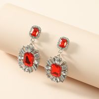 Fashion Oval Full Diamond Gemstone Rhinestone Alloy Earrings sku image 3