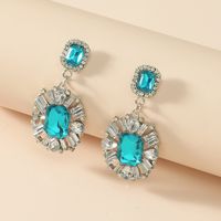 Fashion Oval Full Diamond Gemstone Rhinestone Alloy Earrings sku image 4