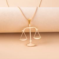 Simple Libra Pendent Round Beads Chain Alloy Necklace main image 1