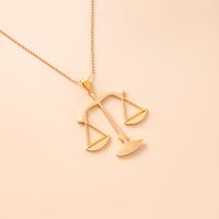 Simple Libra Pendent Round Beads Chain Alloy Necklace main image 3