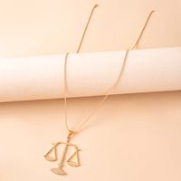 Simple Libra Pendent Round Beads Chain Alloy Necklace main image 5