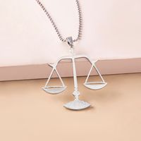 Simple Libra Pendent Round Beads Chain Alloy Necklace main image 6