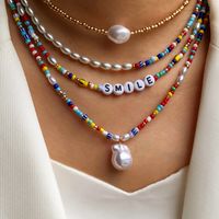 Fashion Retro Special-shaped Pearl Letter Multi-layer Necklace main image 1