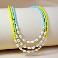 Fashion Retro Layer Pearl Necklace Beaded Alloy Necklace main image 3