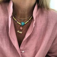 Fashion Retro Beaded Muilt-layer Heart-shaped Turquoise Necklace main image 3