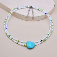 Fashion Retro Beaded Muilt-layer Heart-shaped Turquoise Necklace main image 4