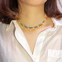 Simple Fashion Contrast Color Multi-layer Colored Crystal Necklace main image 4