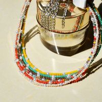 Simple Fashion Contrast Color Multi-layer Colored Crystal Necklace main image 5