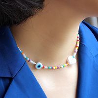 New Summer Color Beads Choker Heart-shaped Collarbone Alloy Necklace Female main image 1