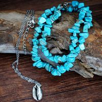 Fashion Retro Double Layered Irregular Turquoise Necklace main image 3