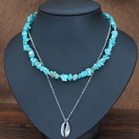 Fashion Retro Double Layered Irregular Turquoise Necklace main image 4