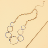 Simple Contrast Color Different Sizes Circle Alloy Splicing Necklace main image 3