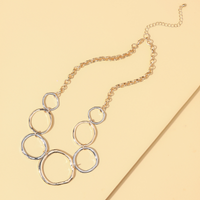 Simple Contrast Color Different Sizes Circle Alloy Splicing Necklace main image 4