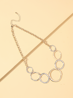 Simple Contrast Color Different Sizes Circle Alloy Splicing Necklace main image 6