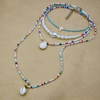 Mode Retro Mehrschichtige Perlen Türkisfarbene Halskette main image 3