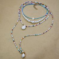 Mode Retro Mehrschichtige Perlen Türkisfarbene Halskette main image 4