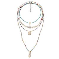Mode Retro Mehrschichtige Perlen Türkisfarbene Halskette main image 6
