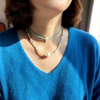 Fashion Beaded Simple Contrast Color Pearl Necklace main image 3