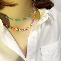 Spring Crystal Collarbone Chain Smile Beads Stacked Color Necklace main image 1