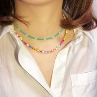 Spring Crystal Collarbone Chain Smile Beads Stacked Color Necklace main image 3