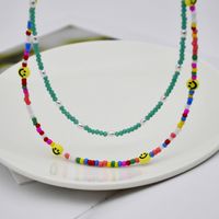 Spring Crystal Collarbone Chain Smile Beads Stacked Color Necklace main image 4