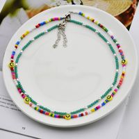 Spring Crystal Collarbone Chain Smile Beads Stacked Color Necklace main image 5