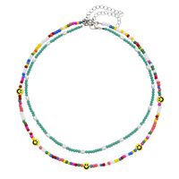 Spring Crystal Collarbone Chain Smile Beads Stacked Color Necklace main image 6
