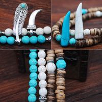 Fashion Retro Beaded Coconut Shell Turquoise Necklace main image 5