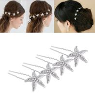 Bride Oblique Starfish Head Flower U-shaped Hairpin Wedding Headdress main image 2