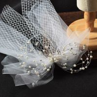 Bride Headdress Mesh Bow Hair Accessories Short Veil Jewelry Wedding Dress main image 5