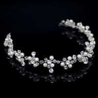 New Bridal Handmade Pearl Hairband Crystal Tiara Wedding Dress Accessories main image 4