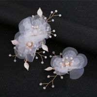 Bridal Headdress Silk Yarn Edge Chuck Flower Hair Accessories 2 Sets main image 4