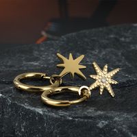 New Stainless Steel Gold-plated Snowflake Pendant Inlaid Zircon Earrings main image 1