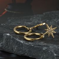 New Stainless Steel Gold-plated Snowflake Pendant Inlaid Zircon Earrings main image 3