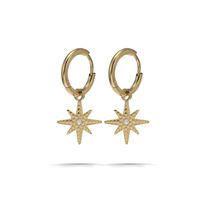 New Stainless Steel Gold-plated Snowflake Pendant Inlaid Zircon Earrings main image 6