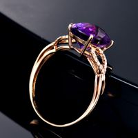 Wholesale Amethyst New Geometric Diamond Color Gemstone Copper Ring main image 4