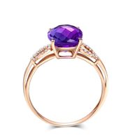 Wholesale Amethyst New Geometric Diamond Color Gemstone Copper Ring main image 6