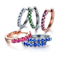 Fashion Imitation Ruby Simple Geometric Full Diamond Sapphire Copper Stud Earrings main image 1