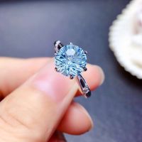 Mode Imitation Topaze Bleue Cuivre Nouvelle Bague En Diamant main image 1