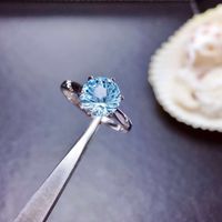 Mode Imitation Topaze Bleue Cuivre Nouvelle Bague En Diamant main image 3