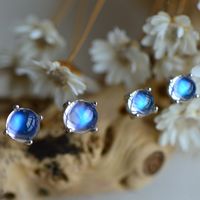 New Female Creative Four-claw Inlaid Moonstone Copper Earrings main image 4