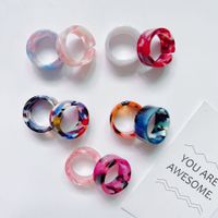 Fashion Adjustable Open Acrylic Acetate Marble Pattern Pair Ring main image 1