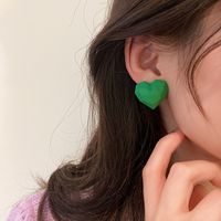 Simple Candy Color Heart-shaped Stud Earrings main image 3