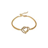 Simple Metal Inlaid Rhinestone Heart-shaped Alloy Bracelet main image 6