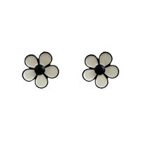 Simple Black White Dripping Oil Flower Stud Earrings main image 6