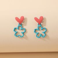 Cute Contrast Color Heart Flower Pendant Earrings main image 1