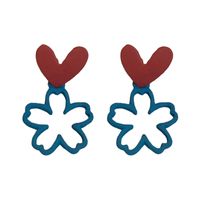 Cute Contrast Color Heart Flower Pendant Earrings main image 6