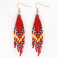 Ethnic Style Color Hand-beaded Tassel Long Earrings main image 1