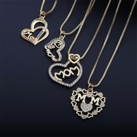 Fashion Simple Heart-shaped Mother's Day Pendant Copper Necklace main image 3